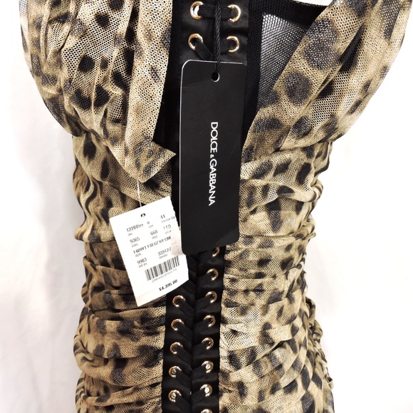 DOLCE & GABBANA 🇮🇹 WOMEN'S BROWN COTTON AND SILK FASHION EVENING DRESS 44 SIZE - Picture 10 of 12